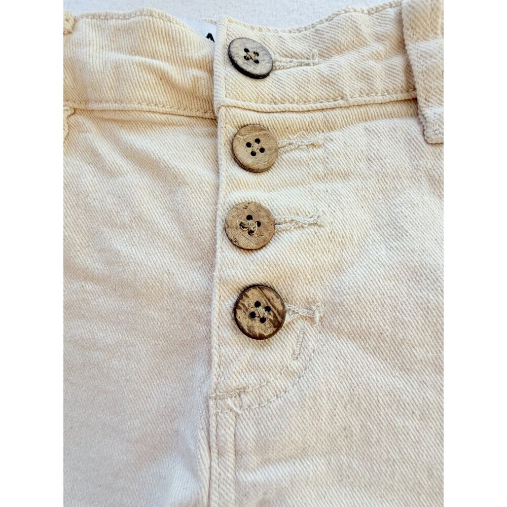 Oat New York Cream Button-Fly Distressed Denim Shorts - Size 27 / 4 - Picture 3 of 8